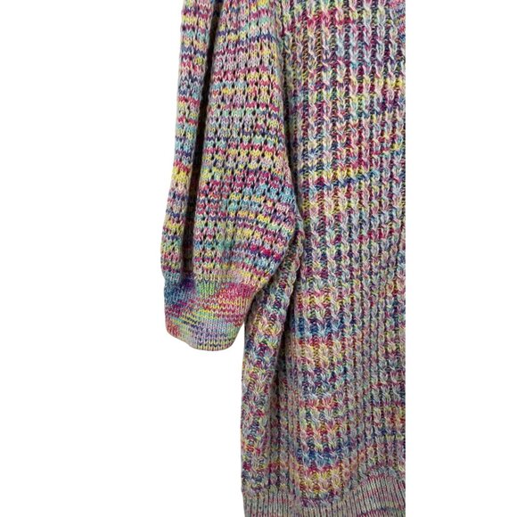 Design 365 Short Sleeve Puff Button Chunky Cardigan Crochet Rainbow Womens 3X - Picture 4 of 9